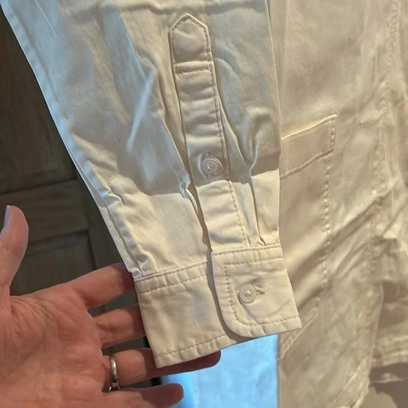 🎀 NWT EVERLANE organic cotton The Long-Sleeve Utility Mini Dress XS in bone - Picture 7 of 16